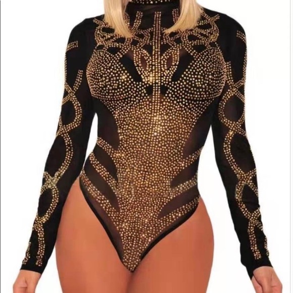Tops - Sexy Rhinestone Bodysuit Tops - Sexy Rhinestone Bodysuit